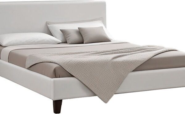 Κρεβάτι Nevil pakoworld 150x200 PU χρώμα λευκό ματ