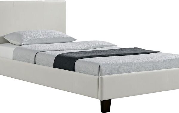 Κρεβάτι Nevil pakoworld 100x200 PU χρώμα λευκό ματ