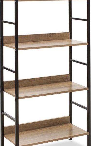 Βιβλιοθήκη- Ραφιέρα Ramon pakoworld φυσικό-μαύρο 60x28x125,5εκ