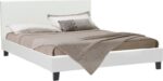 Κρεβάτι Nevil pakoworld 150x200 PU χρώμα λευκό ματ