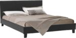 Κρεβάτι Nevil pakoworld 150x200 PU χρώμα μαύρο ματ
