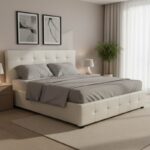 Κρεβάτι Roi pakoworld 160x200 PU λευκό ματ + αποθηκευτικό χώρο - Image 2