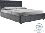 Κρεβάτι Roi pakoworld 160x200 PU μαύρο ματ + αποθηκευτικό χώρο