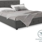 Κρεβάτι Roi pakoworld 160x200 ύφασμα ανθρακί + αποθηκευτικό χώρο