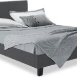 Κρεβάτι Nevil pakoworld 150x200 με ύφασμα χρώμα ανθρακί