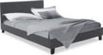 Κρεβάτι Nevil pakoworld 150x200 με ύφασμα χρώμα ανθρακί