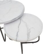 Tραπέζια σαλονιού Crismory pakoworld σετ 2τεμ MDF σε απόχρωση λευκό μαρμάρου και μαύρα μεταλλικά πόδ - Image 5
