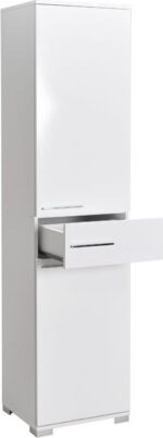 Ντουλάπα Chad pakoworld με συρτάρια λευκό gloss 45x40x188εκ - Image 3