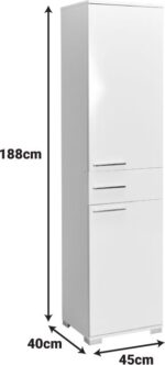 Ντουλάπα Chad pakoworld με συρτάρια λευκό gloss 45x40x188εκ - Image 6