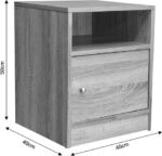 Κομοδίνο Foly pakoworld με ένα ντουλάπι καρυδί 40x40x50εκ - Image 5