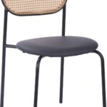 Καρέκλα James pakoworld στοιβαζόμενη pe rattan μπεζ-pu μαύρο-μέταλλο φυσικό