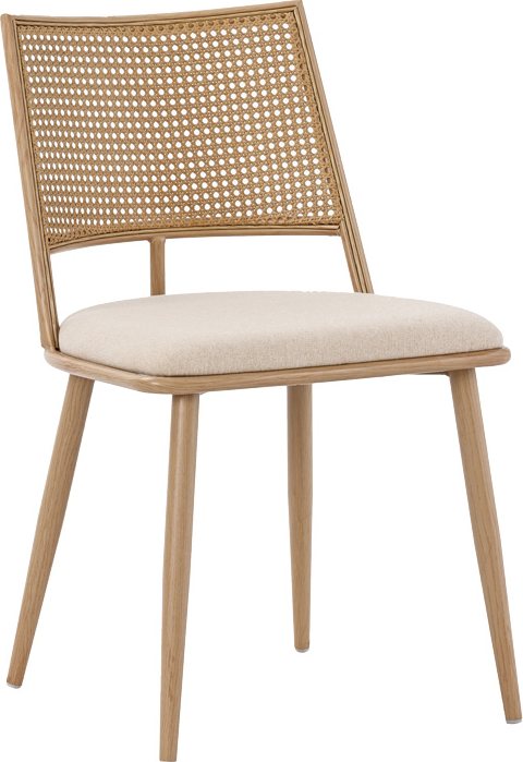 058-000064 Καρέκλα Giulia pakoworld φυσικό pe rattan-μπεζ ύφασμα-φυσικό μέταλλο 49x52x80εκ - Image 1