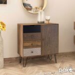 Συρταριέρα Boho pakoworld με συρτάρια-ντουλάπι καρυδί μεταλλικά πόδια 79,5x39,5x86εκ - Image 2