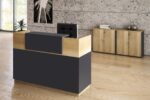 Γραφείο reception Lotus pakoworld σε χρώμα φυσικό - ανθρακί 180x70x110εκ - Image 4