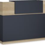 Γραφείο reception Lotus pakoworld σε χρώμα φυσικό - ανθρακί 180x70x110εκ