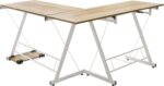 Γραφείο γωνιακό αναστρέψιμο Levi pakoworld-MDF χρώμα oak-λευκό 158x120x73εκ - Image 3