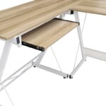 Γραφείο γωνιακό αναστρέψιμο Levi pakoworld-MDF χρώμα oak-λευκό 158x120x73εκ - Image 5
