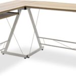 Γραφείο γωνιακό αναστρέψιμο Levi pakoworld-MDF χρώμα oak-λευκό 158x120x73εκ