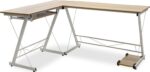 Γραφείο γωνιακό αναστρέψιμο Levi pakoworld-MDF χρώμα oak-λευκό 158x120x73εκ