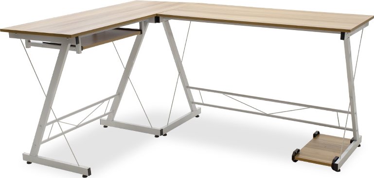 072-000022 Γραφείο γωνιακό αναστρέψιμο Levi pakoworld-MDF χρώμα oak-λευκό 158x120x73εκ - Image 1