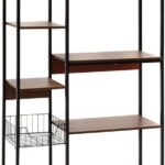 Ραφιέρα επιδαπέδια Leena pakoworld μέταλλο dark oak-μαύρο 80x30x142εκ