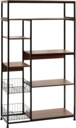 Ραφιέρα επιδαπέδια Leena pakoworld μέταλλο dark oak-μαύρο 80x30x142εκ