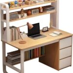 Γραφείο Soco pakoworld με ραφιέρα-MDF φυσικό-λευκό 120x50x147εκ