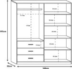 Ντουλάπα Sonlen pakoworld σε καρυδί-ανθρακί απόχρωση 160x52x195εκ - Image 3
