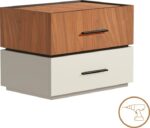 Κομοδίνο Sonlen pakoworld mdf σε καρυδί-μπεζ απόχρωση 60x40x44.5εκ