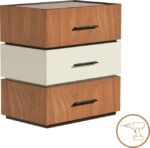 Κομοδίνο Sonlen pakoworld mdf σε καρυδί-μπεζ απόχρωση 60x40x66εκ