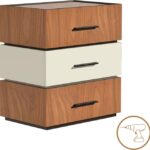 Κομοδίνο Sonlen pakoworld mdf σε καρυδί-μπεζ απόχρωση 60x40x66εκ