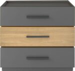 Κομοδίνο Sonlen pakoworld mdf σε sonoma-ανθρακί απόχρωση 60x40x66εκ - Image 2