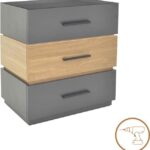 Κομοδίνο Sonlen pakoworld mdf σε sonoma-ανθρακί απόχρωση 60x40x66εκ