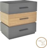 Κομοδίνο Sonlen pakoworld mdf σε sonoma-ανθρακί απόχρωση 60x40x66εκ