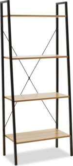Βιβλιοθήκη- Ραφιέρα Ramon pakoworld φυσικό-μαύρο 60x23x145,5εκ - Image 2