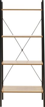 Βιβλιοθήκη- Ραφιέρα Ramon pakoworld φυσικό-μαύρο 60x23x145,5εκ - Image 3
