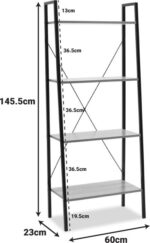 Βιβλιοθήκη- Ραφιέρα Ramon pakoworld φυσικό-μαύρο 60x23x145,5εκ - Image 6
