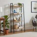 Βιβλιοθήκη- Ραφιέρα Ramon pakoworld φυσικό-μαύρο 60x23x145,5εκ