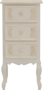 Κομοδίνο Pazlen Inart mdf σε λευκή αντικέ απόχρωση 40x34.5x82εκ - Image 2