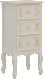 Κομοδίνο Pazlen Inart mdf σε λευκή αντικέ απόχρωση 40x34.5x82εκ