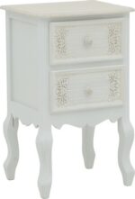 Κομοδίνο Pazlen Inart mdf σε λευκή αντικέ απόχρωση 40x45x65εκ