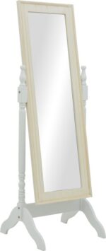 Καθρέπτης Malone Inart mdf σε λευκή αντικέ απόχρωση 55x50x160εκ