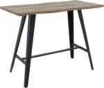 Tραπέζι μπαρ Fortitude pakoworld MDF καρυδί - πόδι μαύρο 140x70x103.5εκ