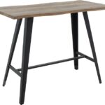 Tραπέζι μπαρ Fortitude pakoworld MDF καρυδί - πόδι μαύρο 140x70x103.5εκ