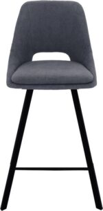 Σκαμπό μπαρ Initiate pakoworld ανθρακί ύφασμα-πόδι μαύρο μέταλλο 48x56x98εκ - Image 4