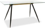 Τραπέζι Astrid pakoworld γυάλινο 10χιλ - πόδι μαύρο 140x80x75εκ