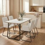 Τραπέζι Revello pakoworld sintered stone λευκό μαρμάρου-μαύρο 150x90x75εκ - Image 2
