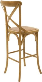 Σκαμπό μπαρ Reid pakoworld ξύλο sonoma-έδρα καφέ rattan - Image 2