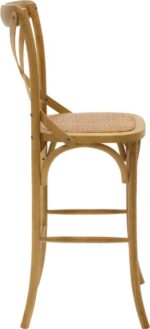 Σκαμπό μπαρ Reid pakoworld ξύλο sonoma-έδρα καφέ rattan - Image 3
