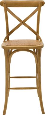 Σκαμπό μπαρ Reid pakoworld ξύλο sonoma-έδρα καφέ rattan - Image 4